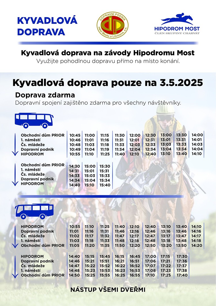 Hipodrom 3.5.2025 - jízdní řád