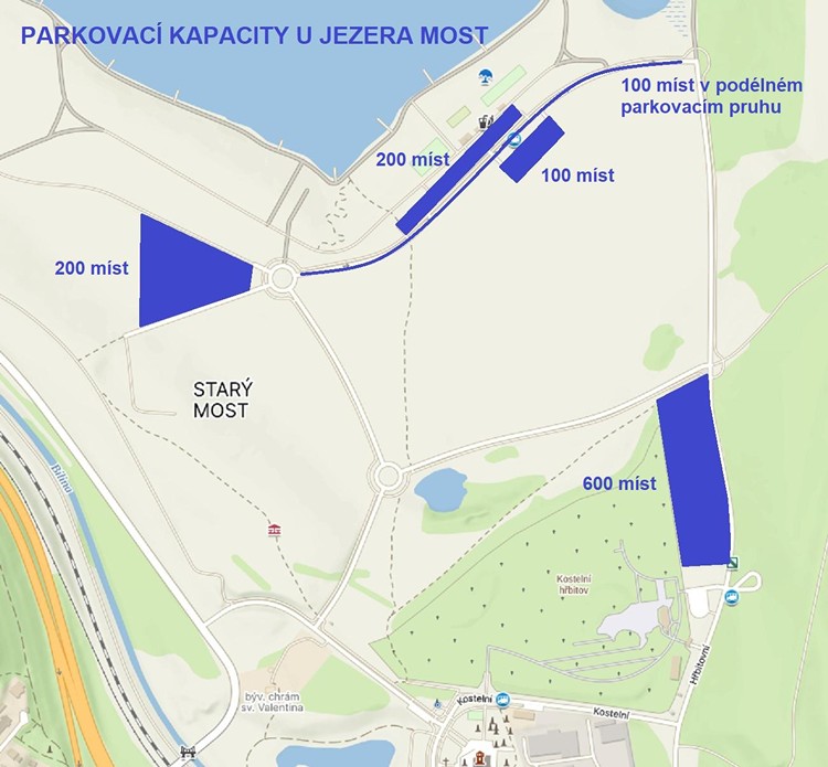 Kapacita parkování Jezero Most