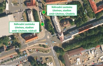 Zastávka náhradní autobusové dopravy LITVÍNOV, STADION Zastávka náhradní autobusové dopravy LITVÍNOV, STADION