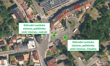 Zastávka náhradní autobusové dopravy LITVÍNOV, POLIKLINIKA Zastávka náhradní autobusové dopravy LITVÍNOV, POLIKLINIKA