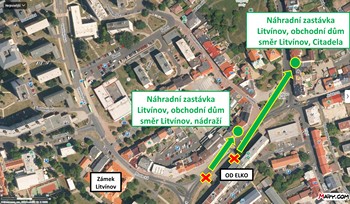 Zastávka náhradní autobusové dopravy LITVÍNOV, OBCHODNÍ DŮM Zastávka náhradní autobusové dopravy LITVÍNOV, OBCHODNÍ DŮM