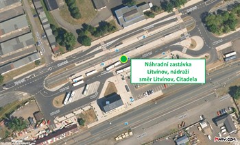 Zastávka náhradní autobusové dopravy LITVÍNOV, NÁDRAŽÍ Zastávka náhradní autobusové dopravy LITVÍNOV, NÁDRAŽÍ