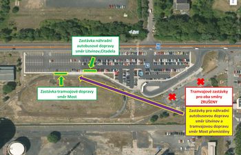 Zastávka náhradní autobusové dopravy ZÁLUŽÍ, CHEMOPETROL