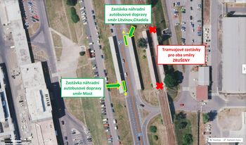 Zastávka náhradní autobusové dopravy ZÁLUŽÍ, PETROCHEMIE